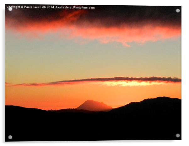  Sunset from Lago Scaffaiolo, Appennino Tosco-Emil Acrylic by Paola Iacopetti