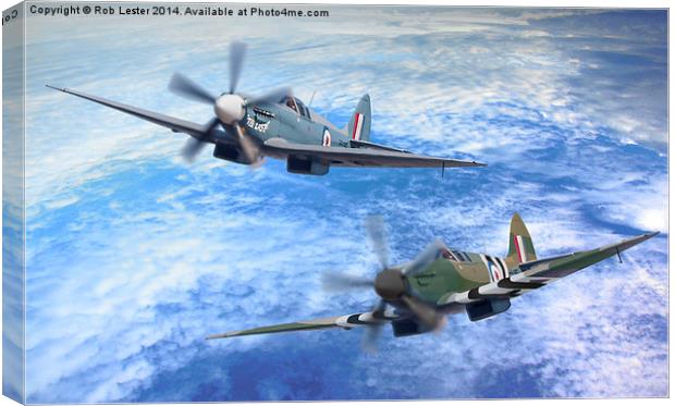  The last 2 spitfires  Canvas Print by Rob Lester