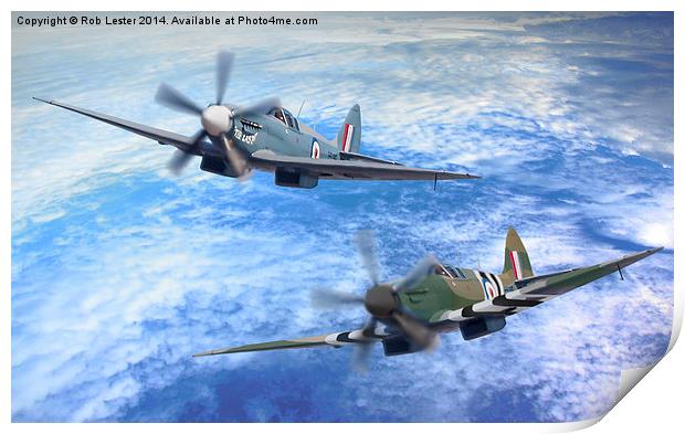  The last 2 spitfires  Print by Rob Lester