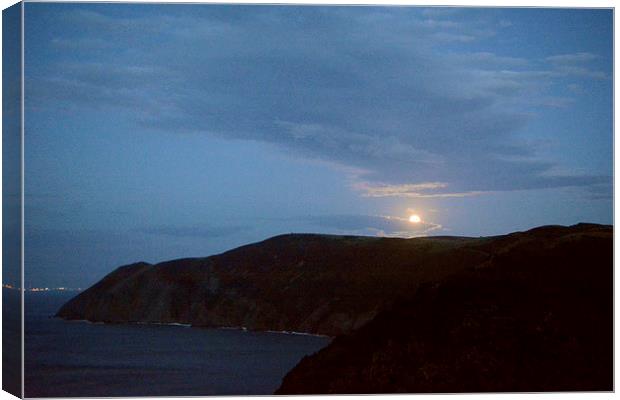 Moonrise Over Countisbury  Canvas Print by graham young