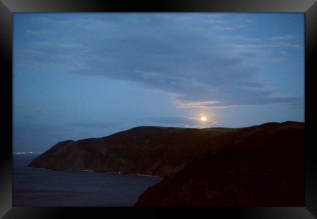Moonrise Over Countisbury  Framed Print by graham young