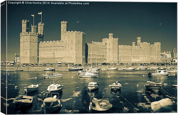 Caernarfon Castle in infra-red and duo-toned Canvas Print by Chris Hulme