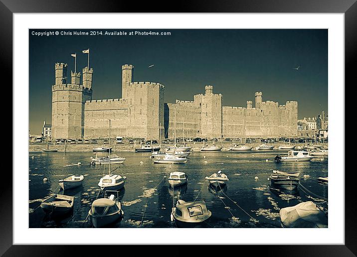 Caernarfon Castle in infra-red and duo-toned Framed Mounted Print by Chris Hulme