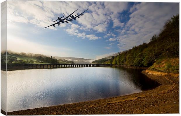 Lancaster bombers over Ladybower Canvas Print by Oxon Images