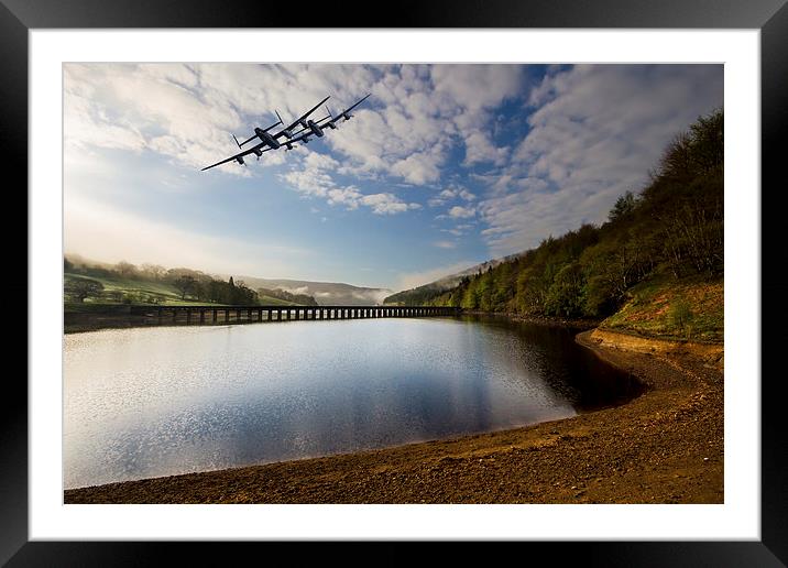  Lancaster bombers over Ladybower Framed Mounted Print by Oxon Images