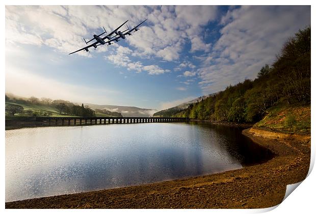  Lancaster bombers over Ladybower Print by Oxon Images