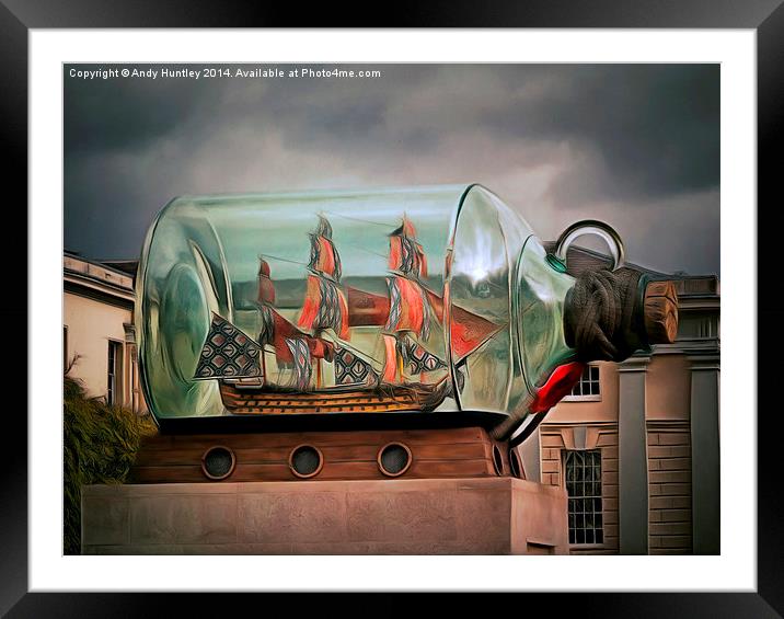  Ship in a Bottle Framed Mounted Print by Andy Huntley