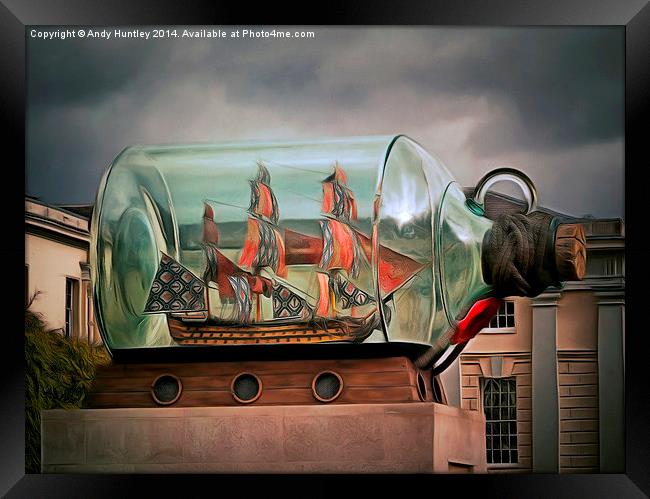  Ship in a Bottle Framed Print by Andy Huntley