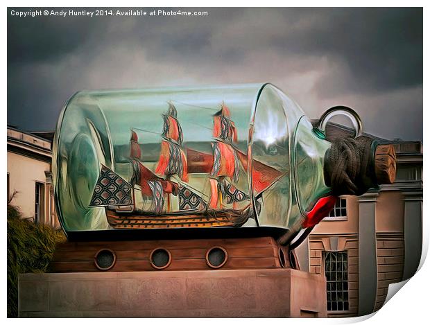  Ship in a Bottle Print by Andy Huntley