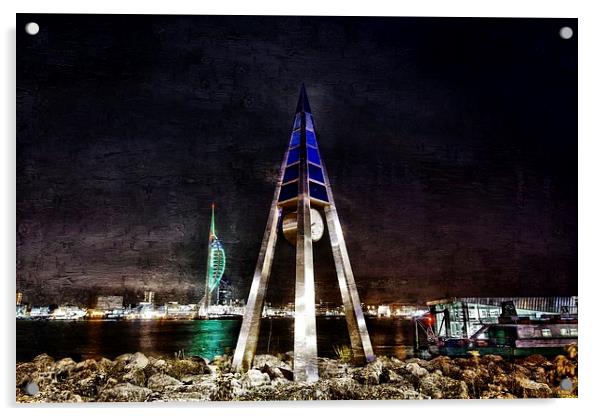  Portsmouth Harbour by night. JCstudios 2014 Acrylic by JC studios LRPS ARPS