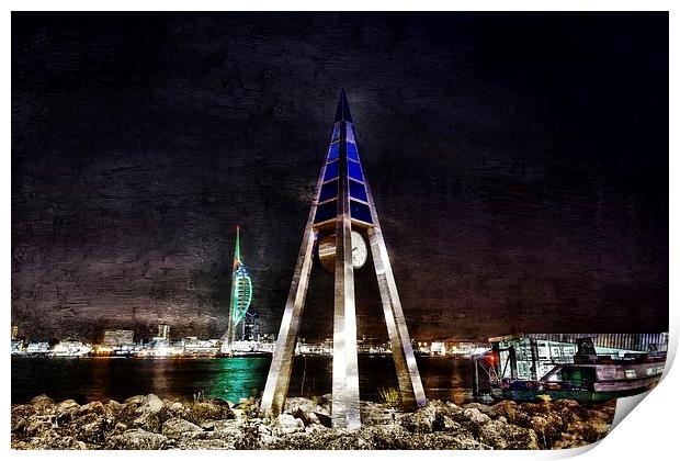  Portsmouth Harbour by night. JCstudios 2014 Print by JC studios LRPS ARPS