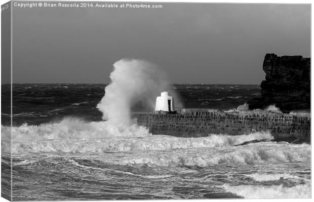 Portreath Harbour Breakwater close up Canvas Print by Brian Roscorla