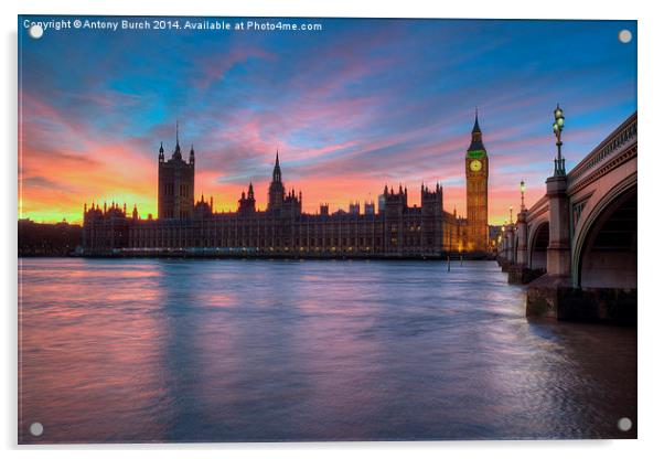  Westminster Sundown Acrylic by Antony Burch
