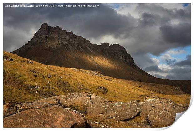 Stac Pollaidh in  dappled light Print by Howard Kennedy