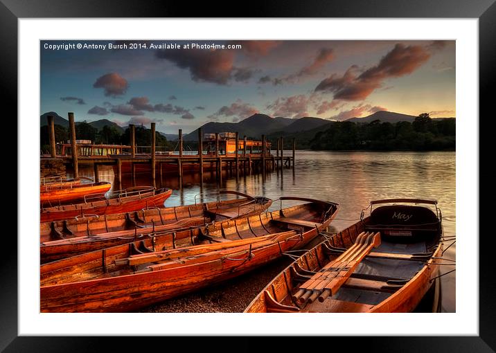 Derwent Water Sunset Framed Mounted Print by Antony Burch