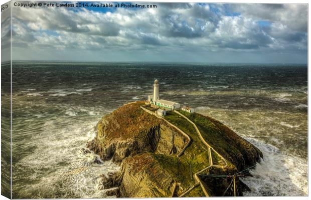  South Stack in 70mph winds Canvas Print by Pete Lawless