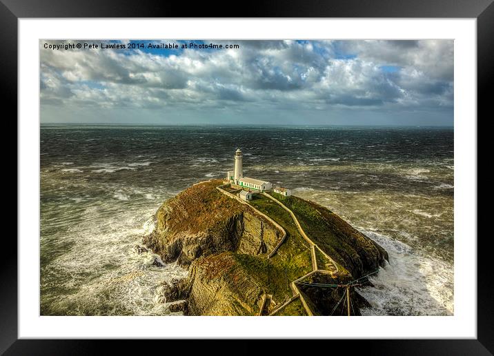  South Stack in 70mph winds Framed Mounted Print by Pete Lawless
