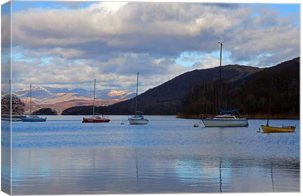  Boats on Coniston water, Lake Diastrict Canvas Print by Stephen Prosser