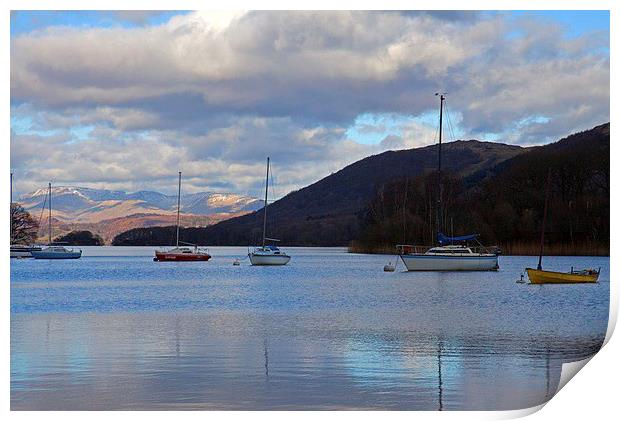  Boats on Coniston water, Lake Diastrict Print by Stephen Prosser