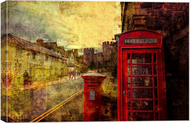  A Red Pillar Box and Telephone Booth on Castle St Canvas Print by Mal Bray