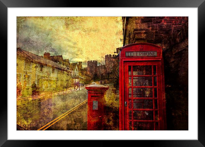  A Red Pillar Box and Telephone Booth on Castle St Framed Mounted Print by Mal Bray