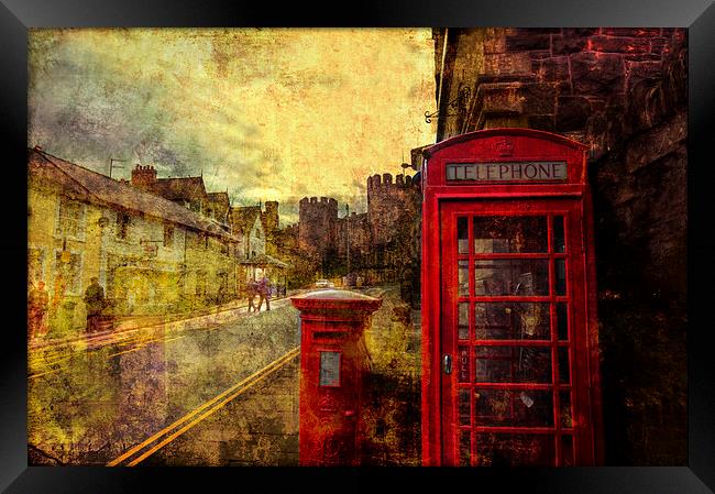  A Red Pillar Box and Telephone Booth on Castle St Framed Print by Mal Bray