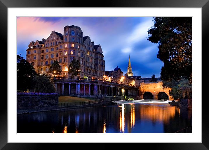Bath, Somerset and the River Avon at Dusk Framed Mounted Print by Mal Bray