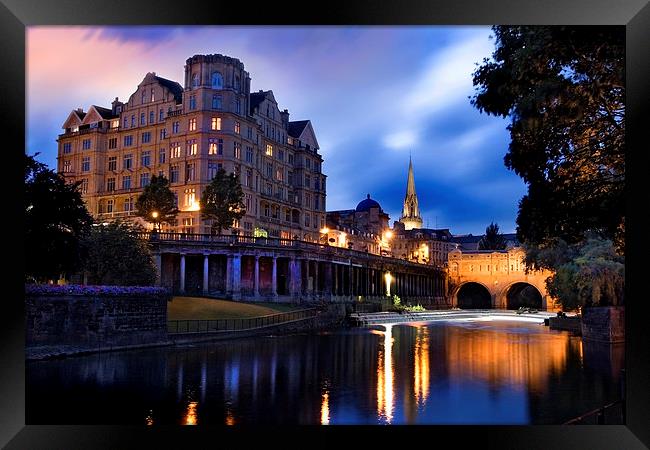 Bath, Somerset and the River Avon at Dusk Framed Print by Mal Bray