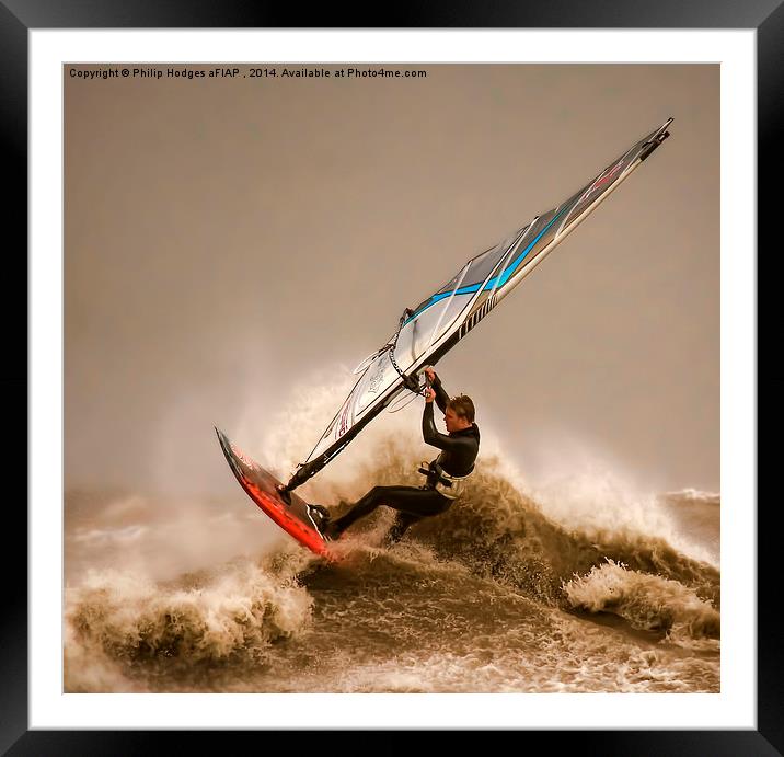 Windsurfing the Storm  Framed Mounted Print by Philip Hodges aFIAP ,