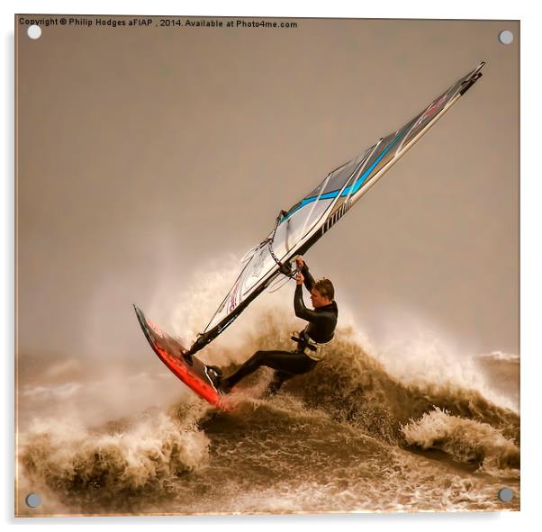 Windsurfing the Storm  Acrylic by Philip Hodges aFIAP ,