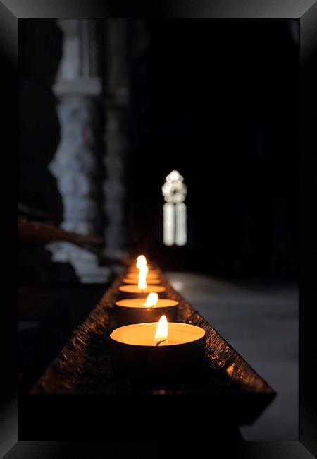 St Conans Kirk - Prayers Candles (interior) Framed Print by Maria Gaellman