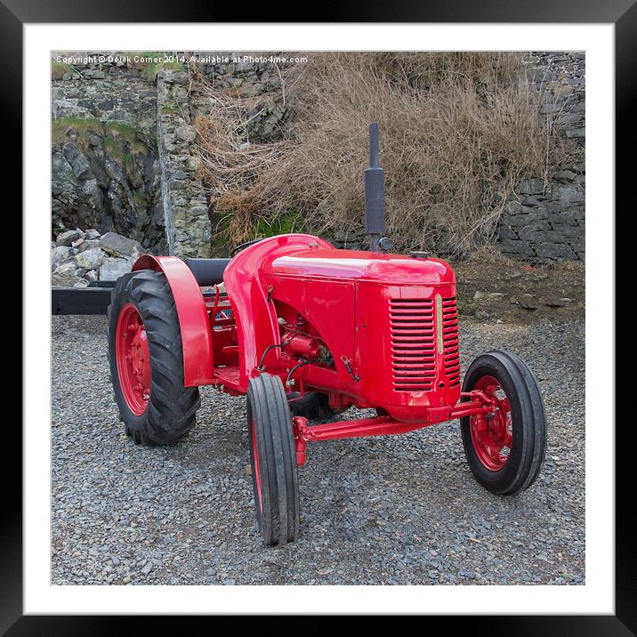  The Little Red Tractor Framed Mounted Print by Derek Corner
