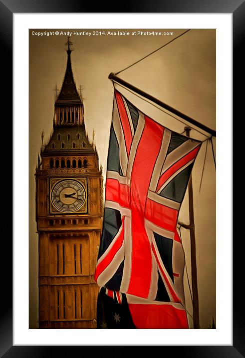 Union Flag outside Westminster Framed Mounted Print by Andy Huntley