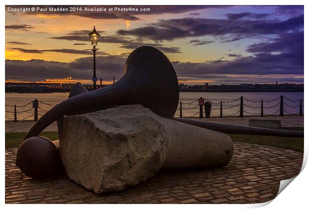 Sculpture at sunset Print by Paul Madden