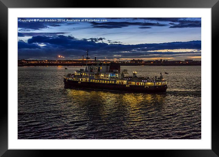 Royal Iris Mersey Ferry at twilight Framed Mounted Print by Paul Madden