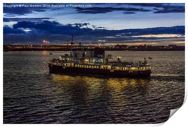 Royal Iris Mersey Ferry at twilight Print by Paul Madden
