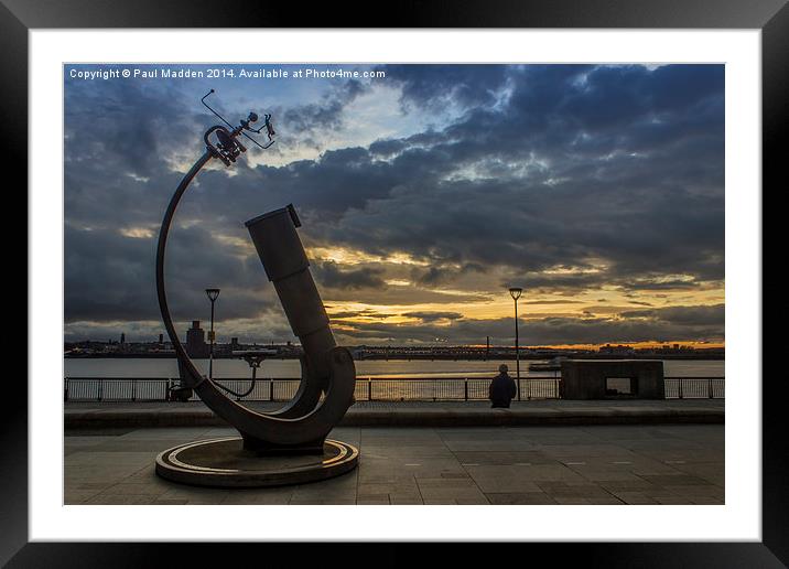 Telescope at the Liverpool Pier Head Framed Mounted Print by Paul Madden
