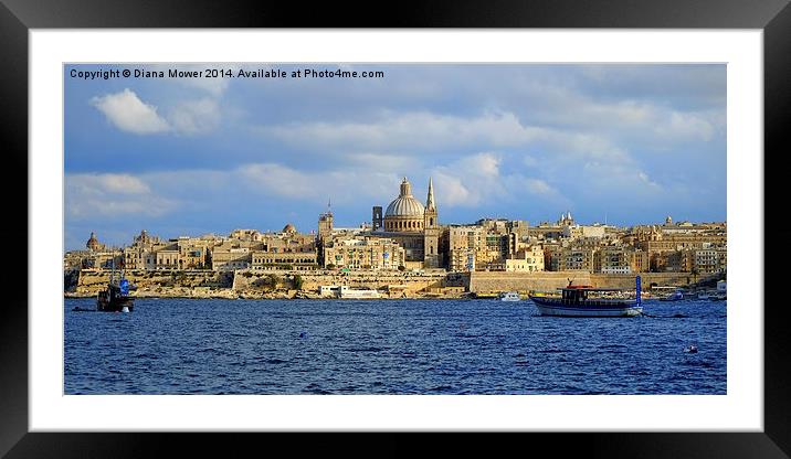  Valletta Malta Framed Mounted Print by Diana Mower