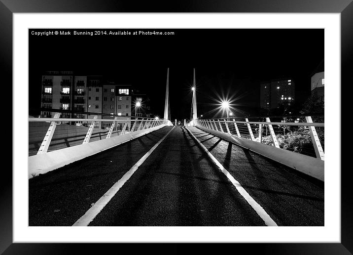 Millenium bridge norwich at night Framed Mounted Print by Mark Bunning