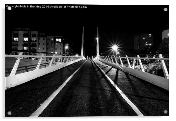 Millenium bridge norwich at night Acrylic by Mark Bunning