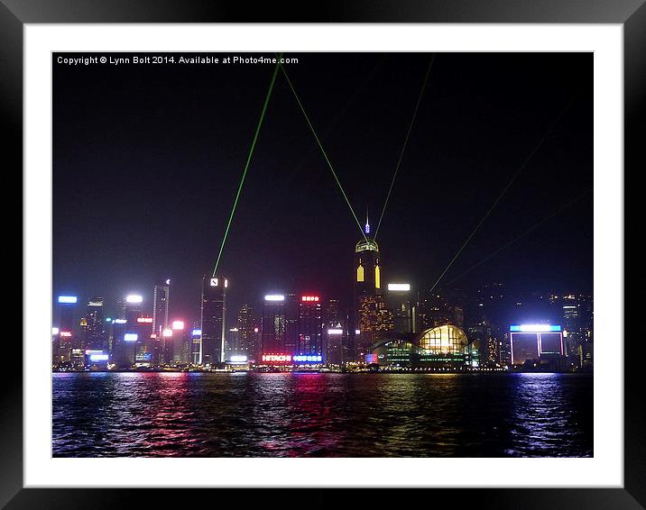  Hong Kong Laser Show Framed Mounted Print by Lynn Bolt