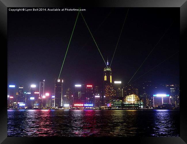  Hong Kong Laser Show Framed Print by Lynn Bolt