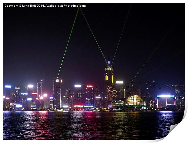  Hong Kong Laser Show Print by Lynn Bolt