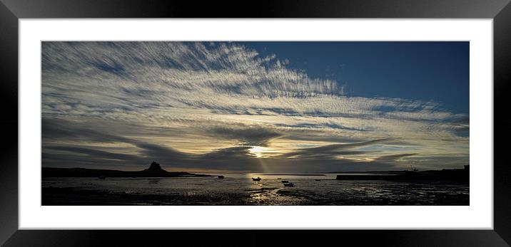   Lindisfarne Castle, Northumberland Panoramic Framed Mounted Print by Dave Hudspeth Landscape Photography