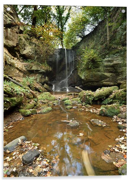  Routin Lynn Waterfall, Northumberland Panoramic Acrylic by Dave Hudspeth Landscape Photography