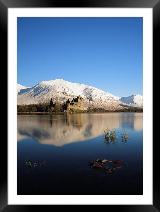 Kilchurn Castle reflecting on Loch Awe in Winter Framed Mounted Print by Maria Gaellman