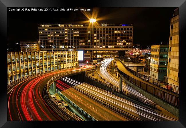  Newcastle Light Trails Framed Print by Ray Pritchard