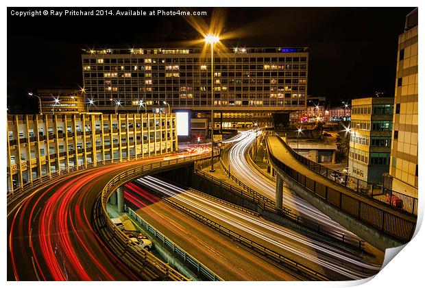  Newcastle Light Trails Print by Ray Pritchard