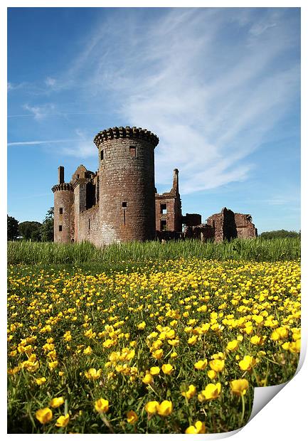 Caerlaverock Castle in Spring Print by Maria Gaellman