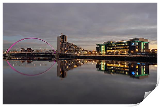 Glasgow River Clyde - Clyde Arc Bridge and STV Stu Print by Maria Gaellman